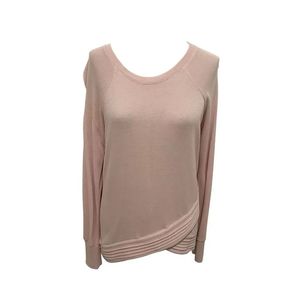 Athleta Women's Serenity Criss Cross Long Sleeve Pullover Sweatshirt Pink XS
